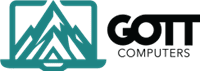 Logo of GOT Computers featuring stylized mountains and bold text.